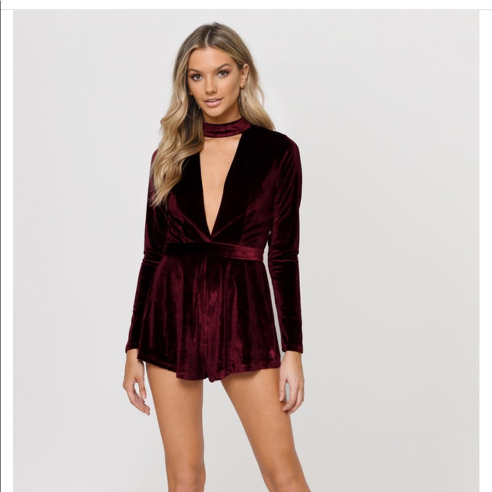 Red Velvet Choker Jumpsuit